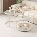 Internet celebrity light luxury cream style modern small round table small apartment new Changhong glass coffee table