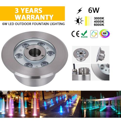 الفولاذ المقاوم للصدأ 6W LED ضوء النافورة في الهواء الطلق