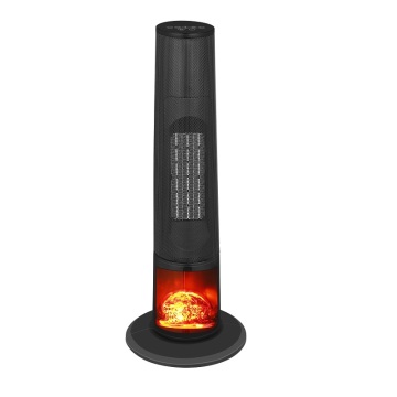 1500W PTC TOWER Fan Heater Fireplace Portable/Freestanding For Living Room Ventilation Lighting Tip-over Protection Features