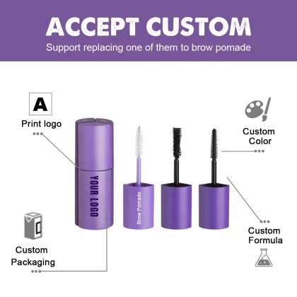 Vegan Clear Mascara Primer & Organic Volumizing Lengthening Mascara - 3 in 1 Longlasting Formula