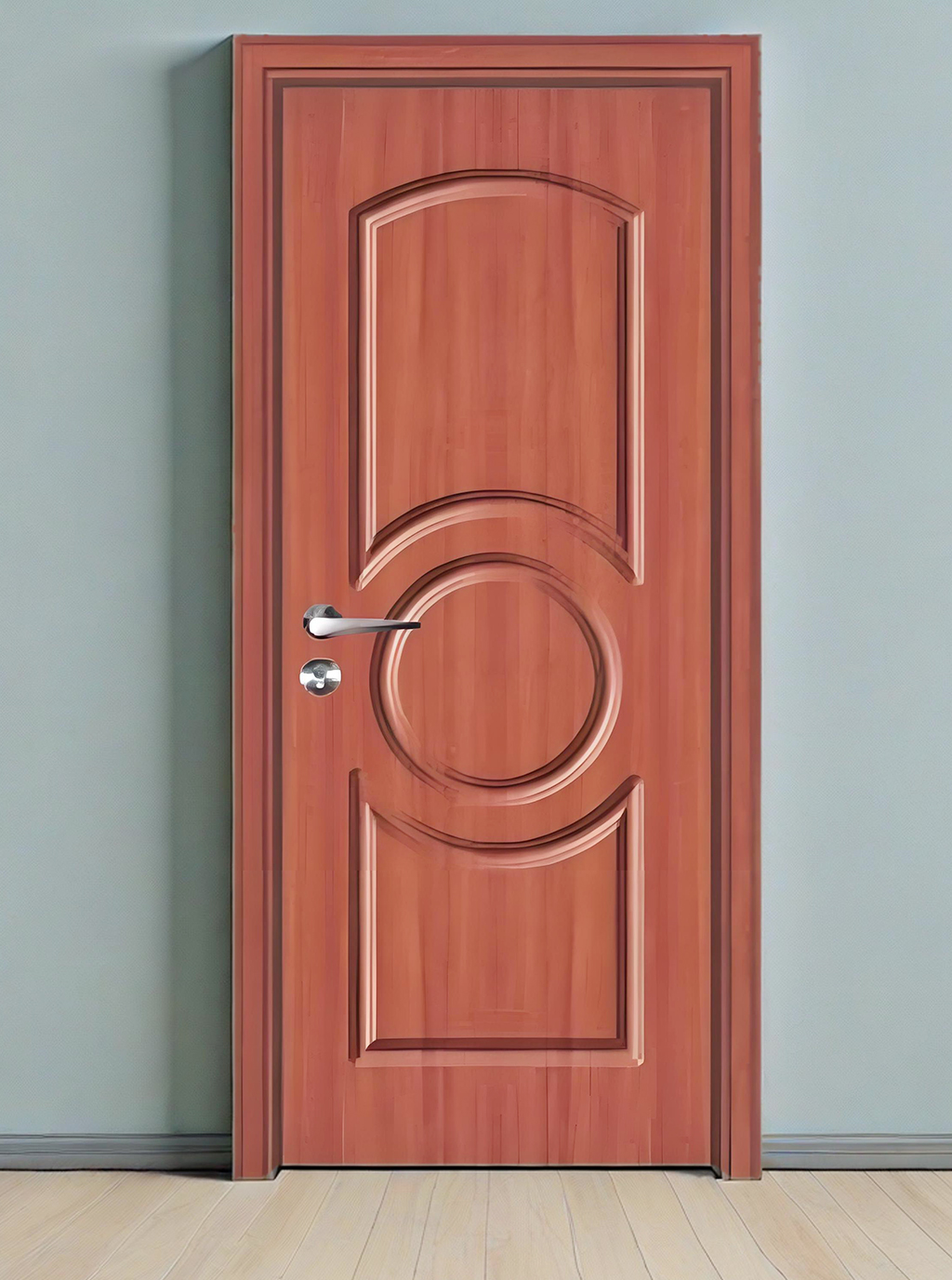 Elegant Curved Design Solid Wood Door