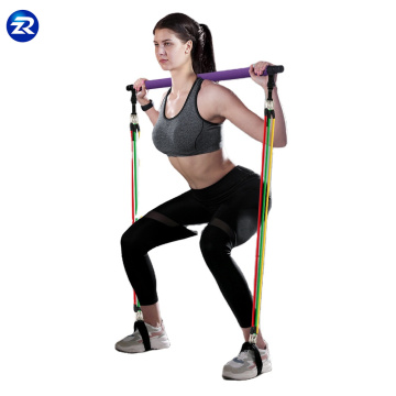 Affordable 15LB Exercise Equipment: 3-Section Adjustable Pilates Bar Set with Resistance Bands