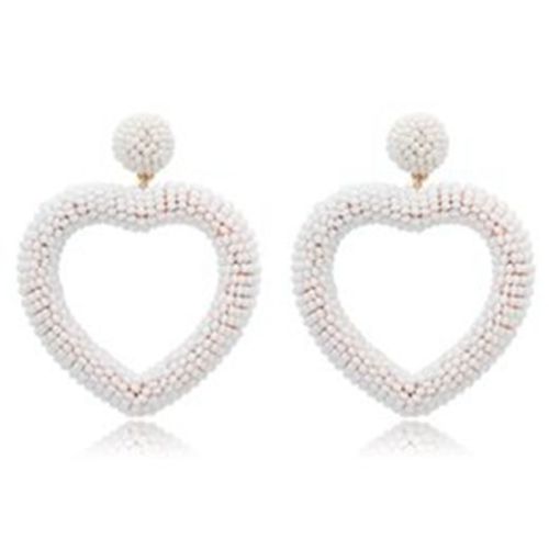 6 color Statement Beaded Heart Hoop Earrings Fashion Bohemian Handmade Woven Glass Seed Whimsical Drop Earring Stud Jewelry