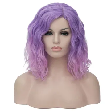 Short Purple Pink Gradient Human Hair Wig From Purple to Pink  Human Hair Wig Short Body Wave Bob  Wig For Black Woman