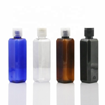 Black Flip Top Cap PET Water Bottle, 100ml, Portable Square Plastic Bottle