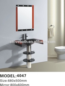 Colorful Standing Bathroom Glass Sink