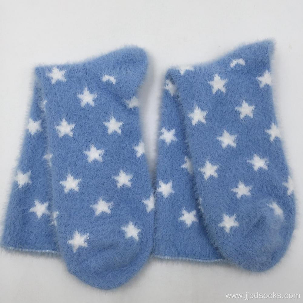 super soft White star blue cosy socks