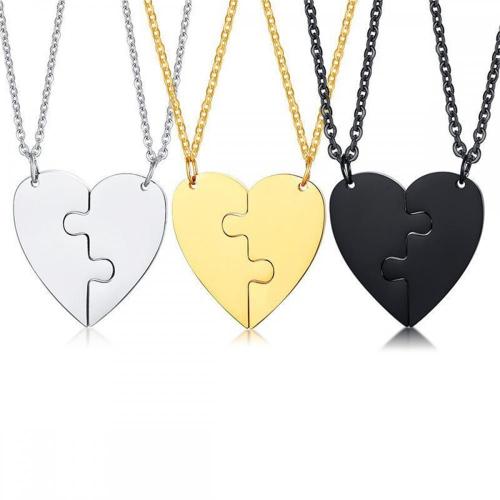 Stainless Steel Matching Puzzle Block Necklace