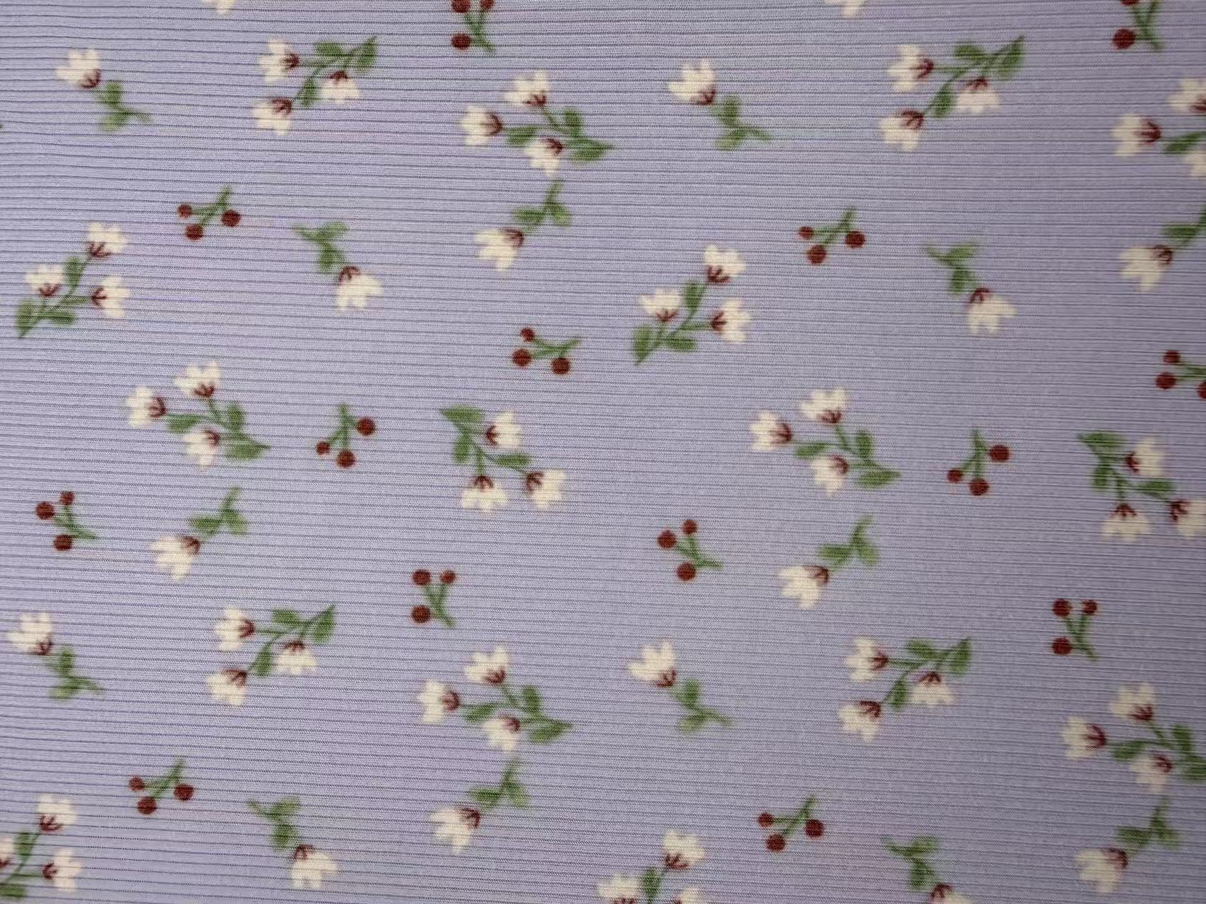 Girls Floral 2*2 Rib Brushed Fabric
