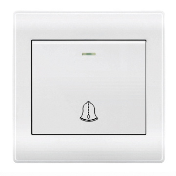 White Color Electric 7x7 Push Button Doorbell Switch with Light PC Panel 1 Gang Switch