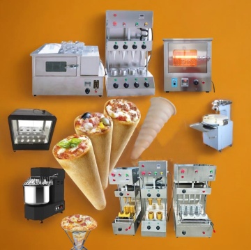 Memutar US Commercial 4-Head Pizza Cone Cone Making Set dengan oven dan tampilan lebih hangat