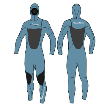 Seaskin 5/4mm Erkekler Kapşonlu Göğüs Zip Wetsuit