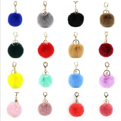 Imitate Rabbit Fur Ball Keychain Handbag Key Ring Car Key