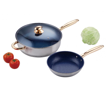 Wok de acero inoxidable con tapa para uso doméstico