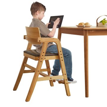 Solid Wooden Baby High Chair - Multi-Functional Adjustable Baby Dining Chair