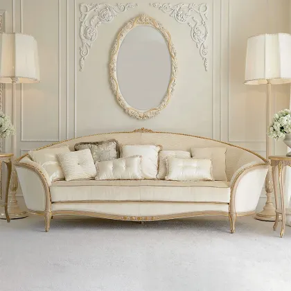 European-Style French Antique Luxury Curved Wooden Royal Furniture Sofa Set Golden