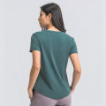 Mujeres que cabalgan en transpirable Running Sports Tops cortos