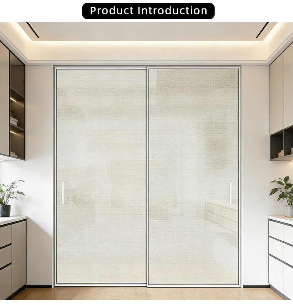 Sleek White Frame Semi-Transparent Glass Sliding Door YJ-P027 X