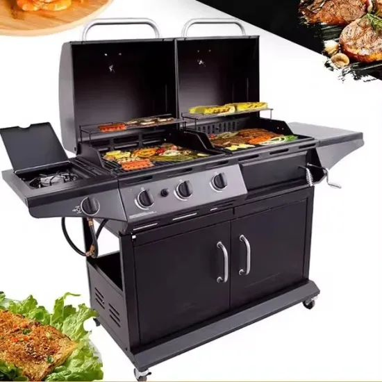 Hot Selling Outdoor Heavy Duty Oil Drum Charcoal Smokeless Grill Trolley Cart BBQ Smoker Grill Commercial for Garden