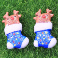 100 pcs/sac Chaussettes De Noël Elk En Forme De Résine Cabochon Flatback Perles Slime Pour Enfants Jouet Décor Arbre De Noël Décor Charmes