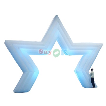 Custom Inflatable Decorative Party Arch with LED Light - White Inflatable Star Arch for Events