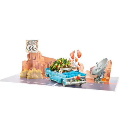 3D Happy Anniversary Car Greeting Card