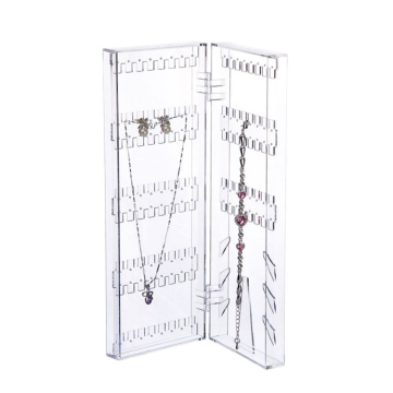 Acrylic Foldable Jewelry Organizer: 2-Door Stand for Necklaces, Earrings, and Desktop Storage with Transparent Design