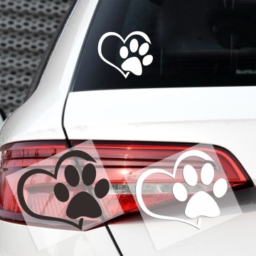 Cute Dog Paw with Peach Heart Car Sticker Cartoon Animal Adopt Dog Cat Love Pet Car Decal 3D Animal Dog Foot Prints Footprint