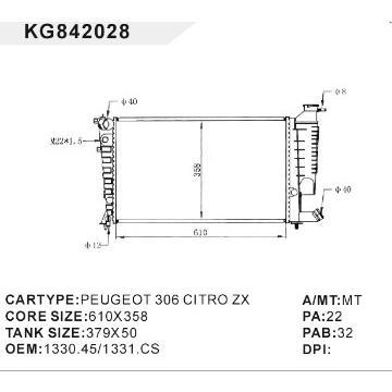 auto radiator car:PEUGEOT 306 CITRO ZX OEM:1330.45/1331.CS