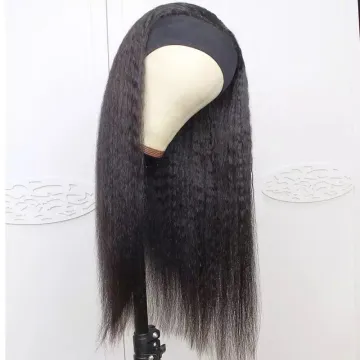 Yaki Human Hair Wig with Headband Peruvian Kinky Straight, Wholesale Human Wigs 100% Human Hair