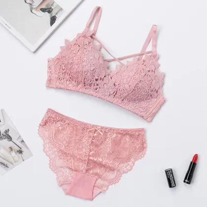 French Lace Embroidery Bra and Panty Set