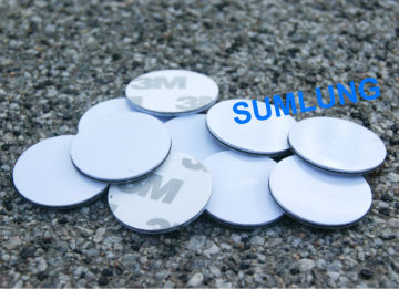 On Metal NFC Tag Sticker Round 25mm PVC White RFID ISO14443A with 3M Adhesive
