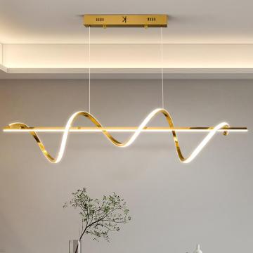 Spiral Design Gold LED Pendant Light for Living Room and Dining Room