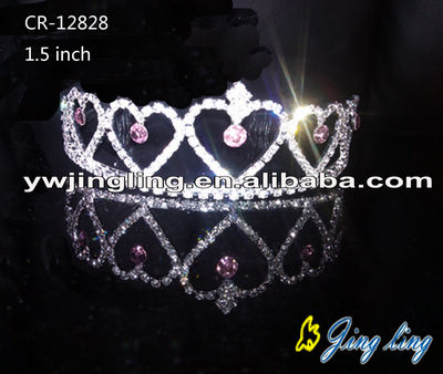 Half Heart Rhinestone Crown Hair Tiaras Silver