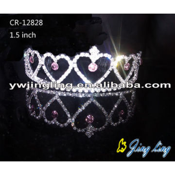 Medio corazón rhinestone corona cabello tiaras plata