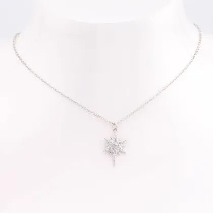 S925 Sterling Silver Inlaid Stones Star Pendant Fashionable