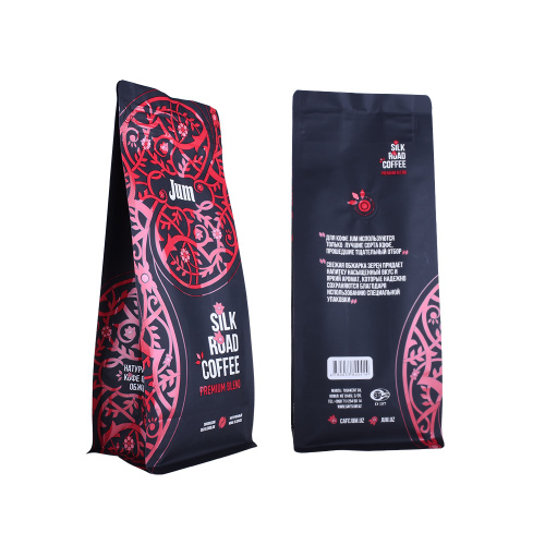 Biologisk nedbrydelig kaffepose med flad bund med lynlås