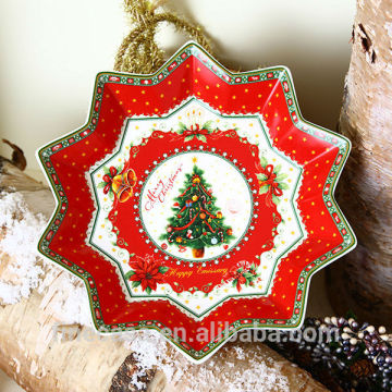9 Inches Star Shaped Christmas Plate Decoration