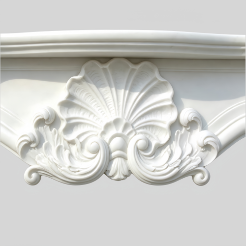 French White Resin Mantel with Rosette