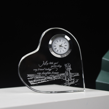 Factory Wholesale Heart Crystal Desk Clock - Custom Gift Wedding Souvenir