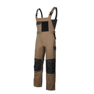 Safety clothing Khaki Spandex Work Bibpants with knee pad