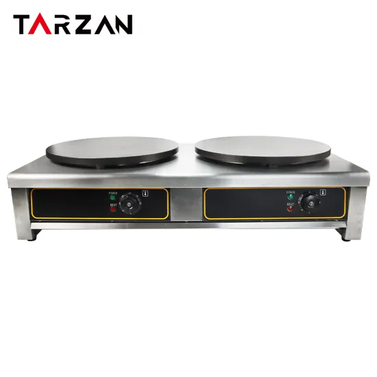 Professional Gas Crepe Maker: Non-Stick Double-Head Machine with Wooden Spreader for High-Quality Crepe Production