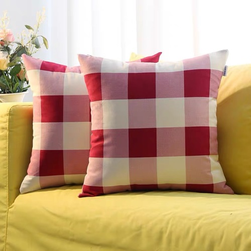 Pillow With Red And White Checkered Pattern Cushion