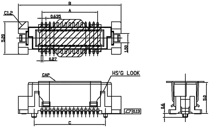 Single Slot H5.0 Position Board-to-Board Connectors