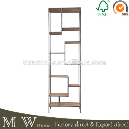 etagere industrial bookcase, vintage recycled wood etagere bookcase, etagere bookcase