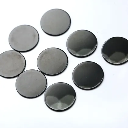 Natural Black Agate Round Loose Stone Inlaid Pendant