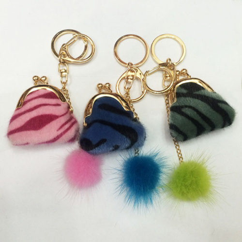 Tiny Mink Fur Ball Keychains For Women Handbag Charms