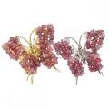 Strawberry Quartz Butterfly Decoration Healing Crystal Chip Beads Ornament Home Decor Gifts