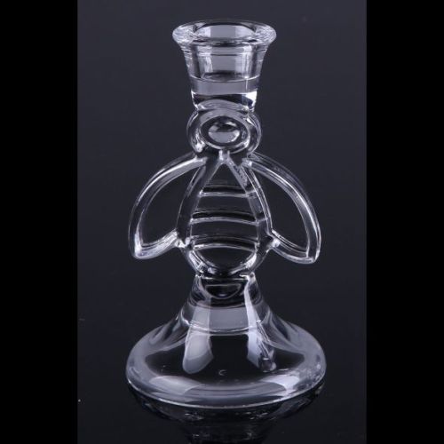 Glass Bee Shaped Candlestick Holder