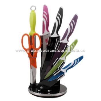 Coating Color Kitchen Knife Set with Scissors Knife, Sharpener Slicer Knife/Kitchen Knife/Chef Knife